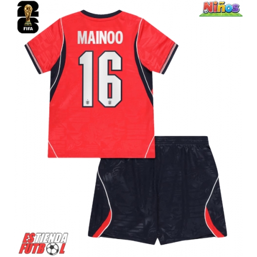 Inglaterra Kobbie Mainoo #16 Segunda Equipación Niños Mundial 2026 Manga Corta (+ Pantalones cortos)